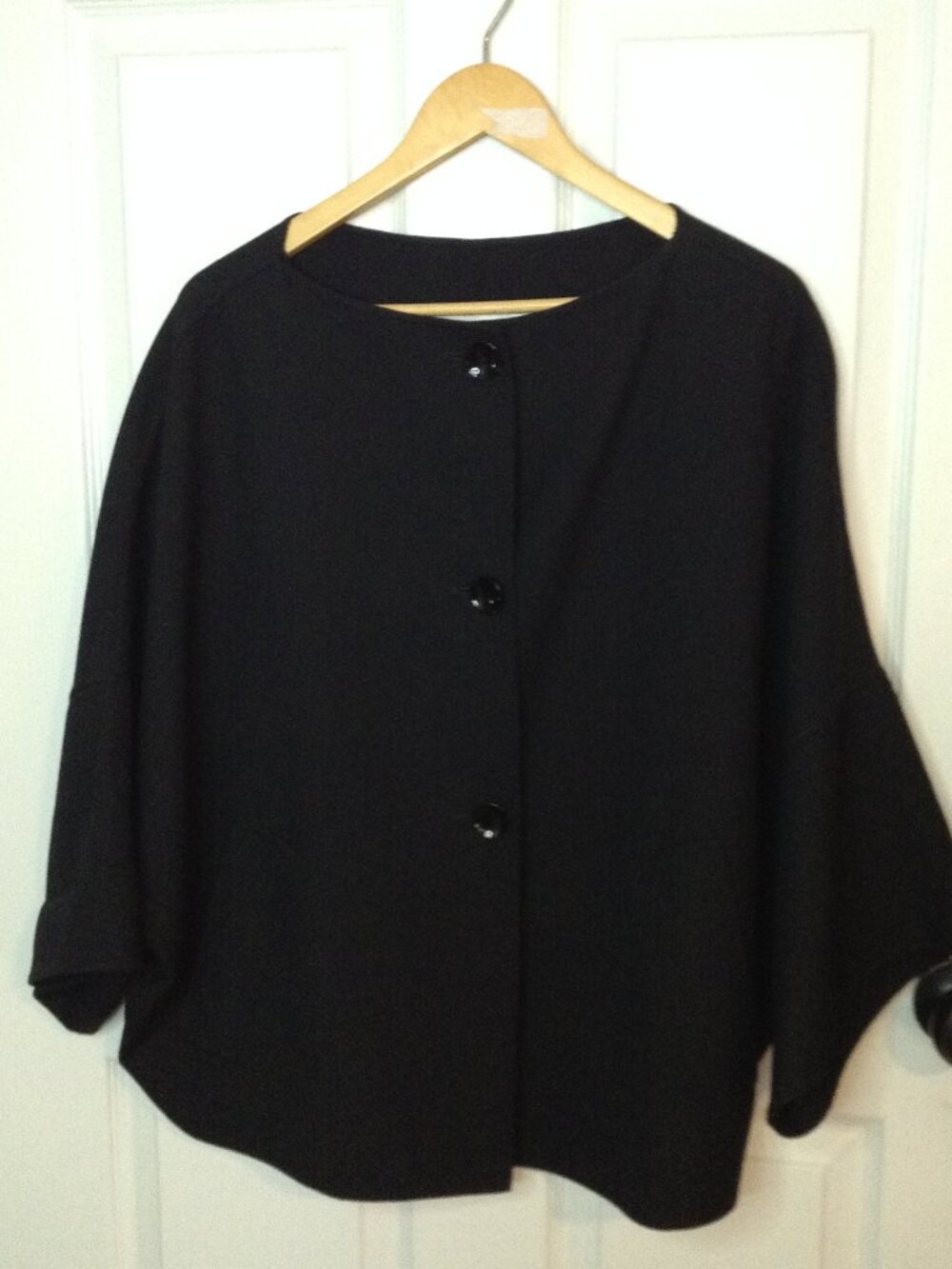 MaxMara Cropped Jacket Swing Italy Hand Stitched White Tag Wool Blend Chic Lux